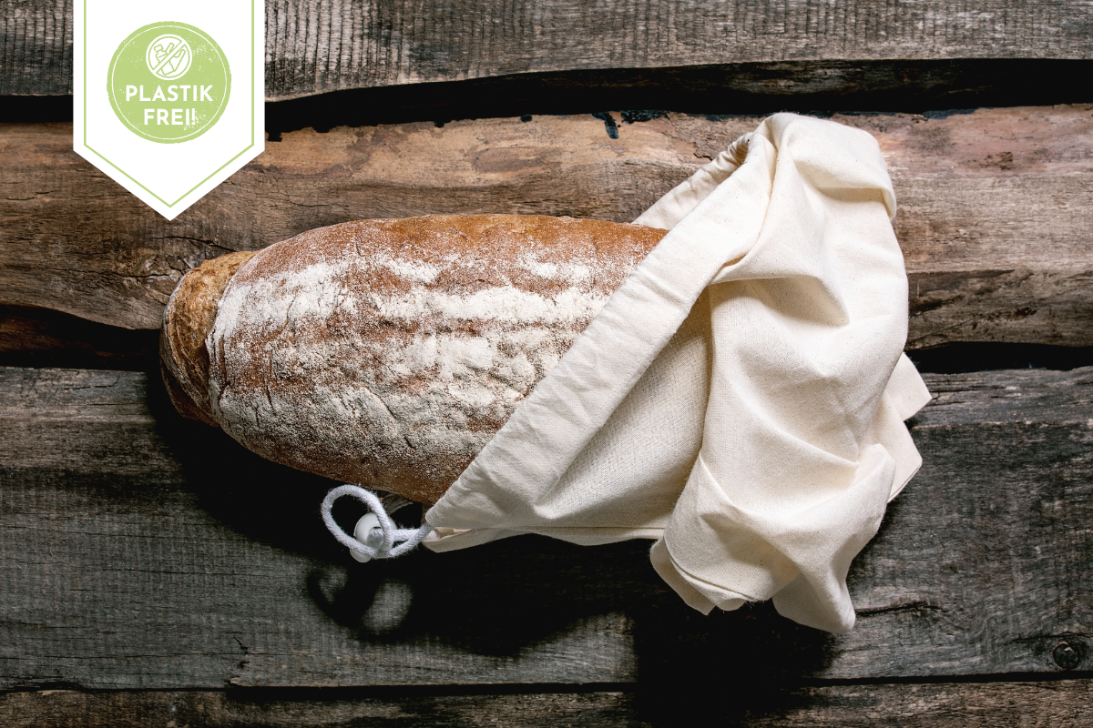 Stoffbeutel für Brot und Gemüse plastikfrei einkaufen und lagern